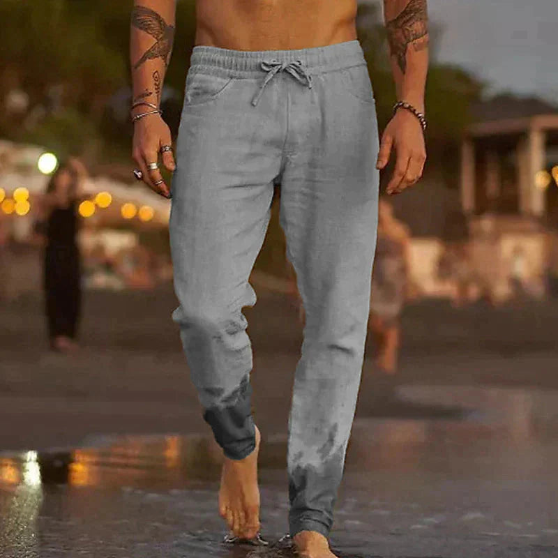 Pantalon en lin homme confortable élastique été