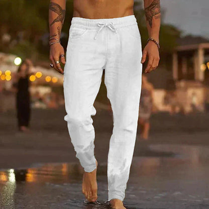 Pantalon en lin homme confortable élastique été
