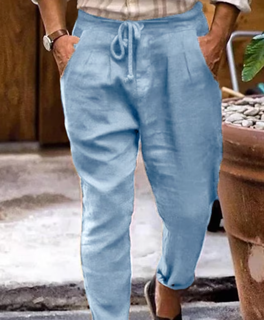 Pantalon en lin confortable coupe ample été
