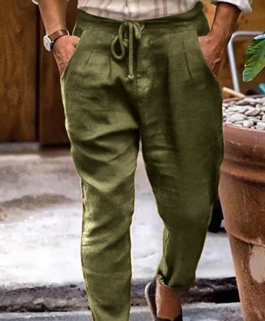 Pantalon en lin confortable coupe ample été