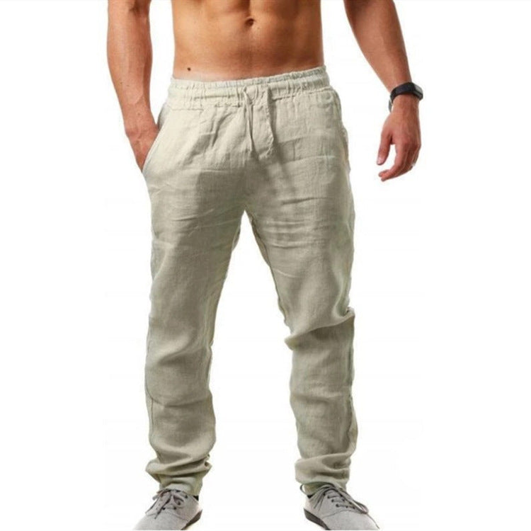 Pantalon en lin, été, confortable, élastique