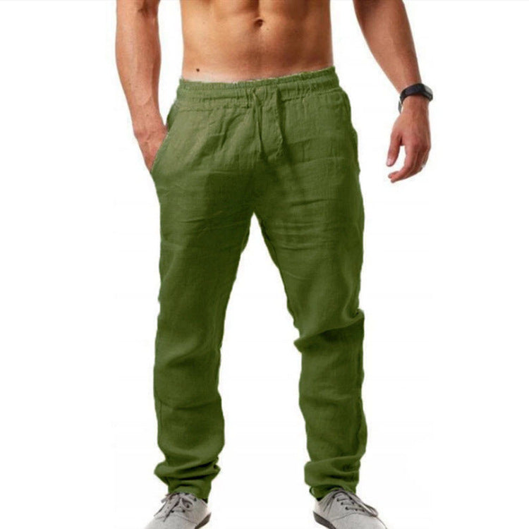 Pantalon en lin, été, confortable, élastique