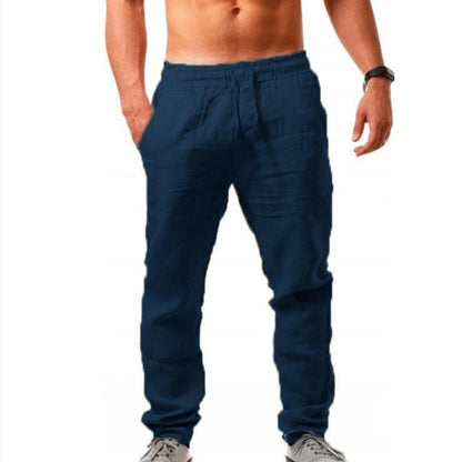 Pantalon en lin, été, confortable, élastique