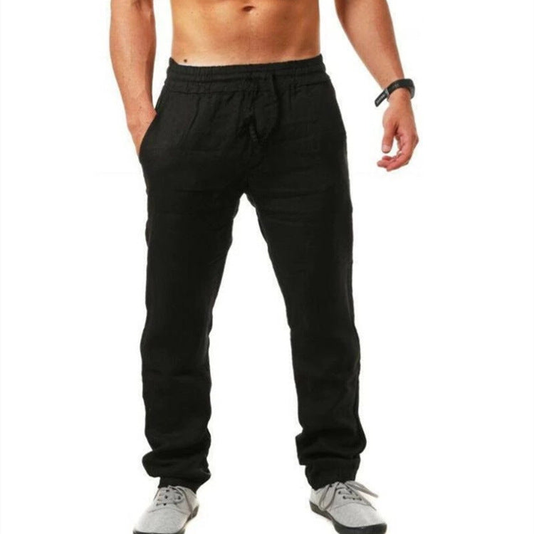 Pantalon en lin, été, confortable, élastique
