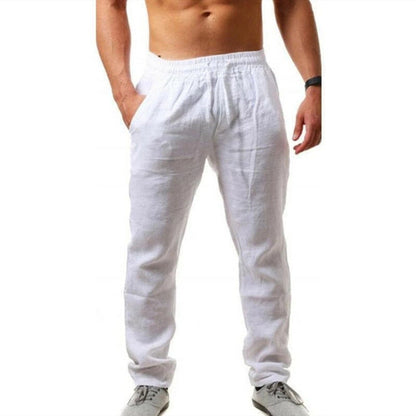 Pantalon en lin, été, confortable, élastique