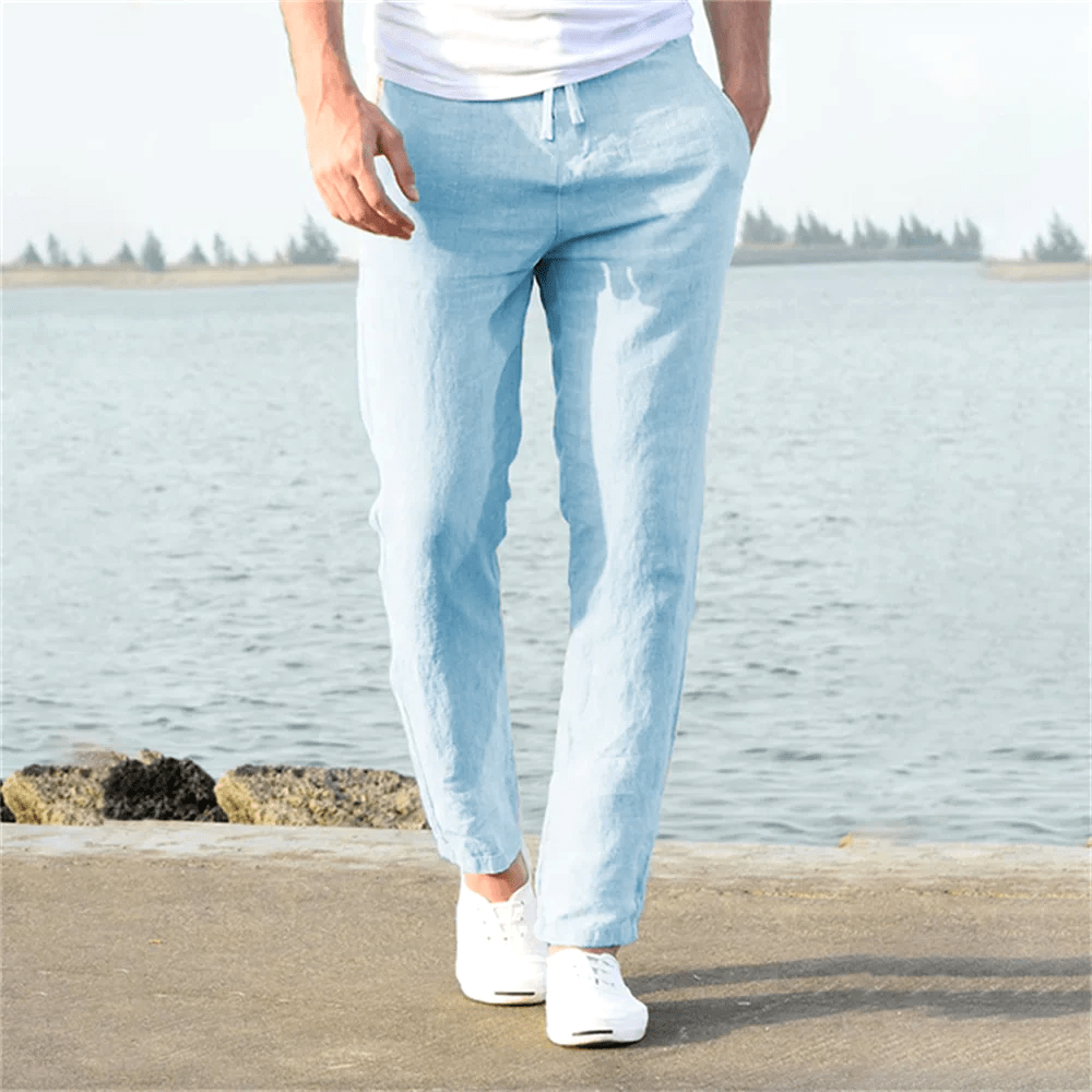 Pantalon en lin d'été pour homme Jambe droite