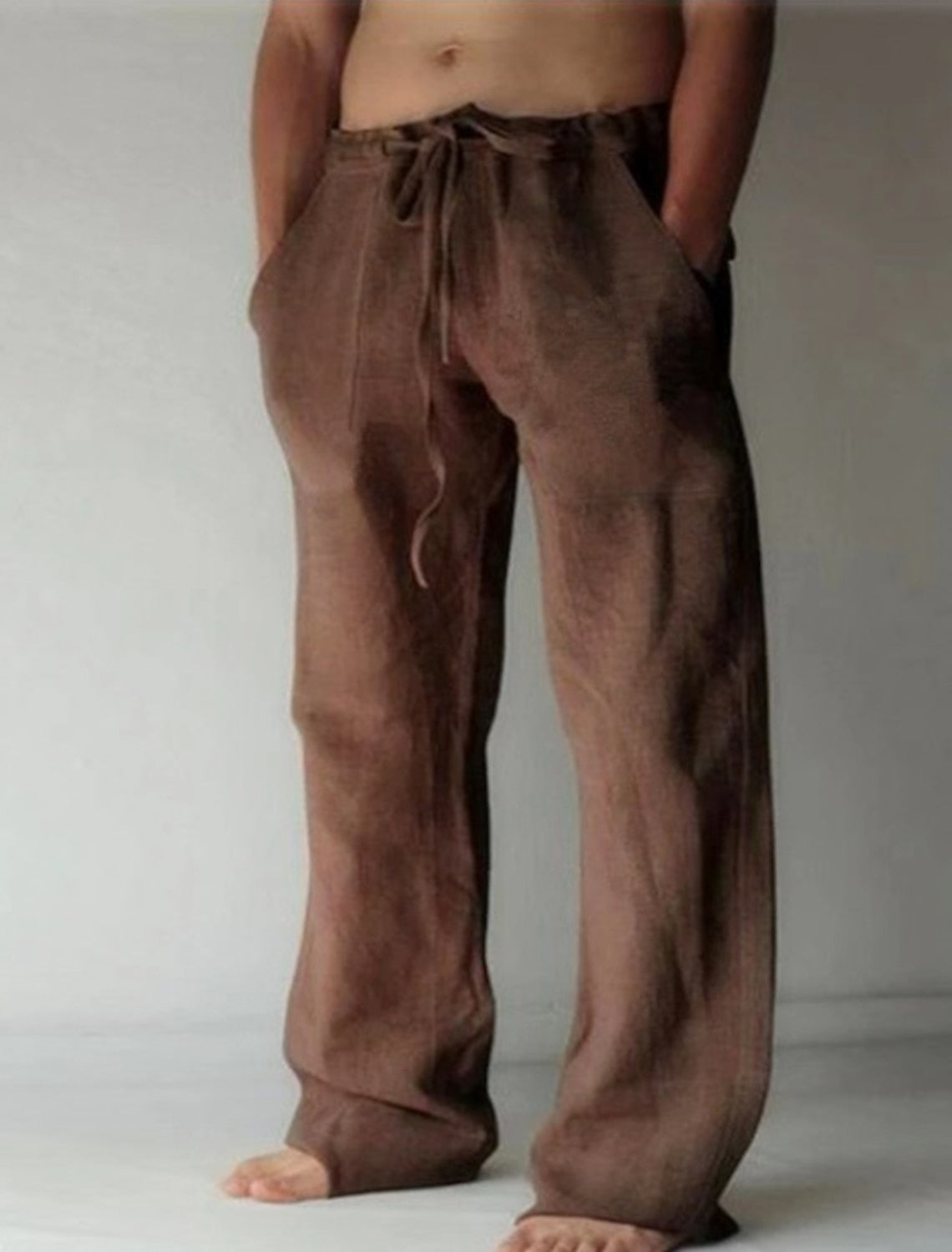 Pantalon en lin léger pour homme, confortable pour l'été