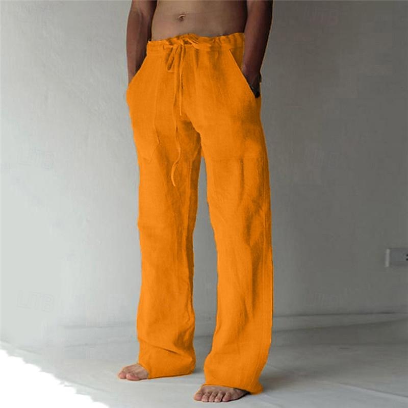 Pantalon en lin léger pour homme, confortable pour l'été