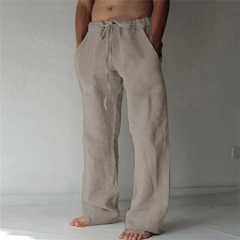 Pantalon en lin léger pour homme, confortable pour l'été