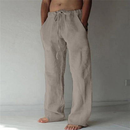 Pantalon en lin léger pour homme, confortable pour l'été