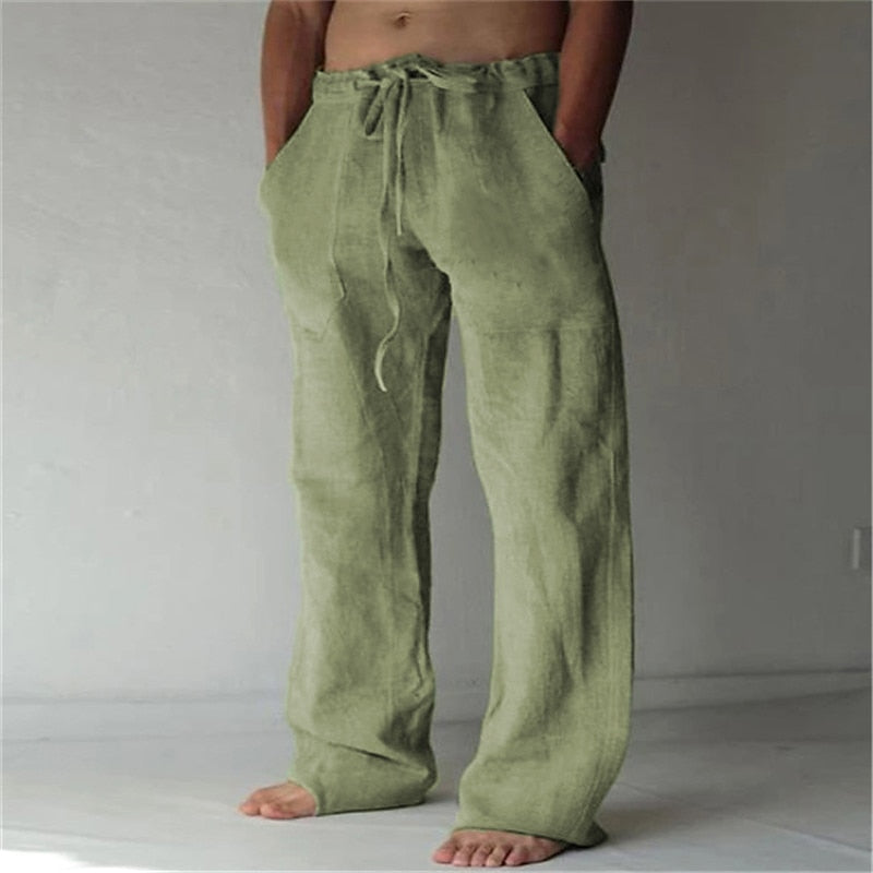 Pantalon en lin léger pour homme, confortable pour l'été