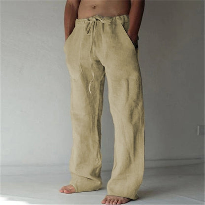 Pantalon en lin léger pour homme, confortable pour l'été