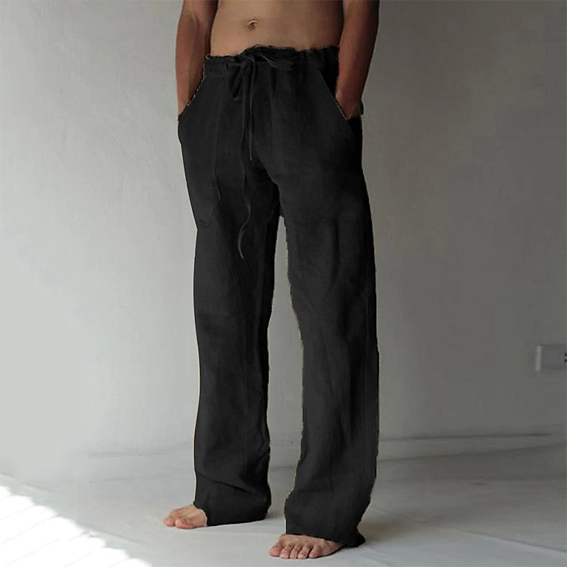 Pantalon en lin léger pour homme, confortable pour l'été