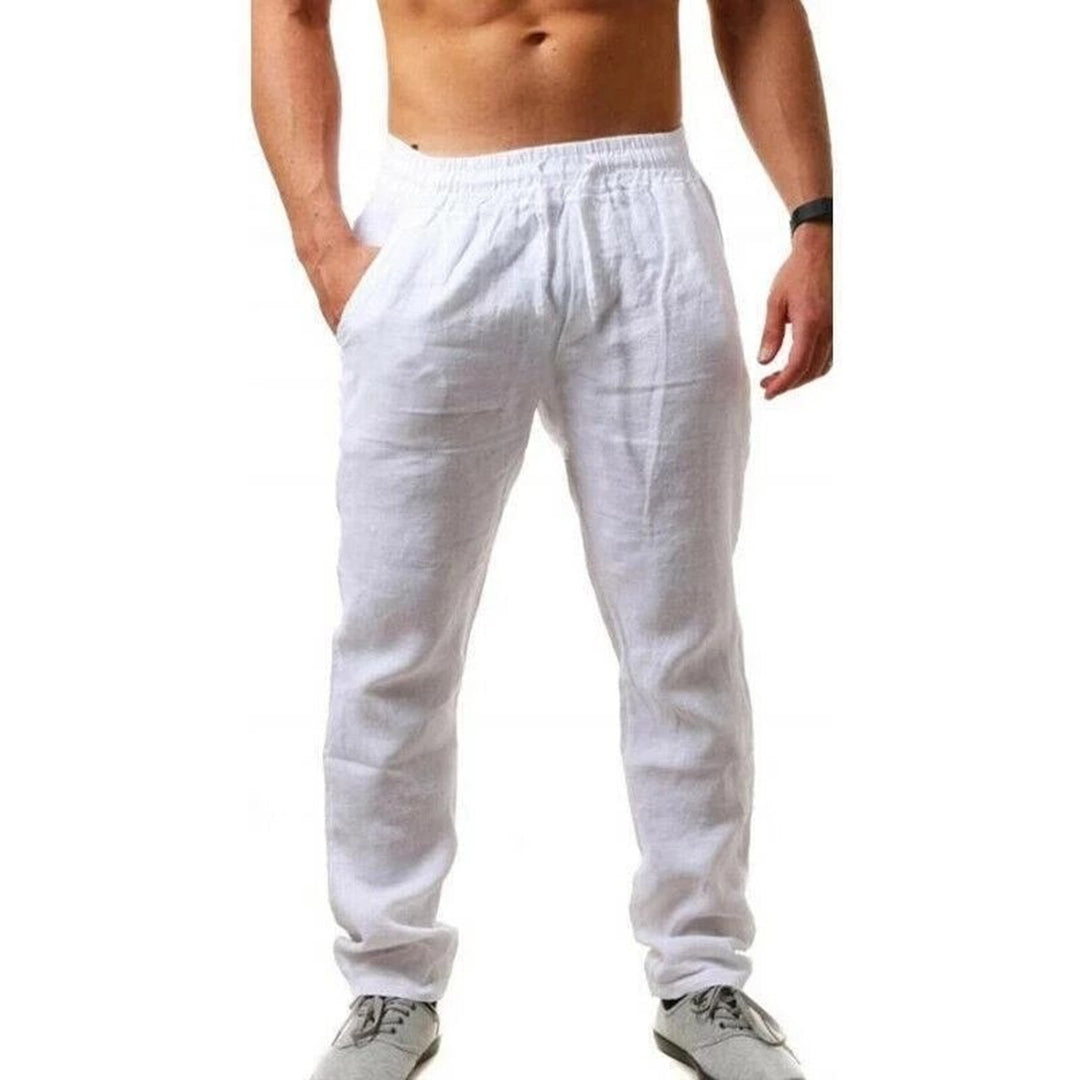 Pantalon en lin confortable à jambe droite pour homme, idéal pour l'été