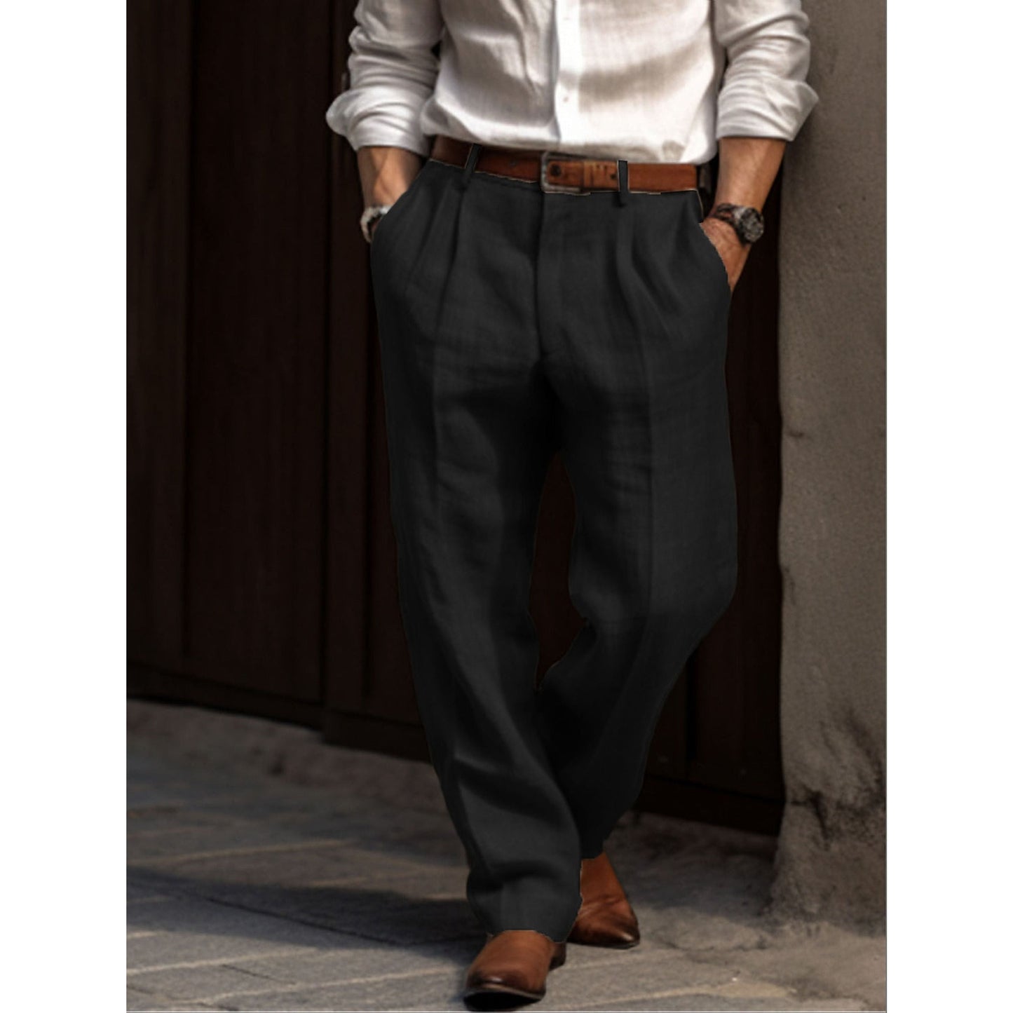 Pantalon en lin Été Confortable Coupe ample