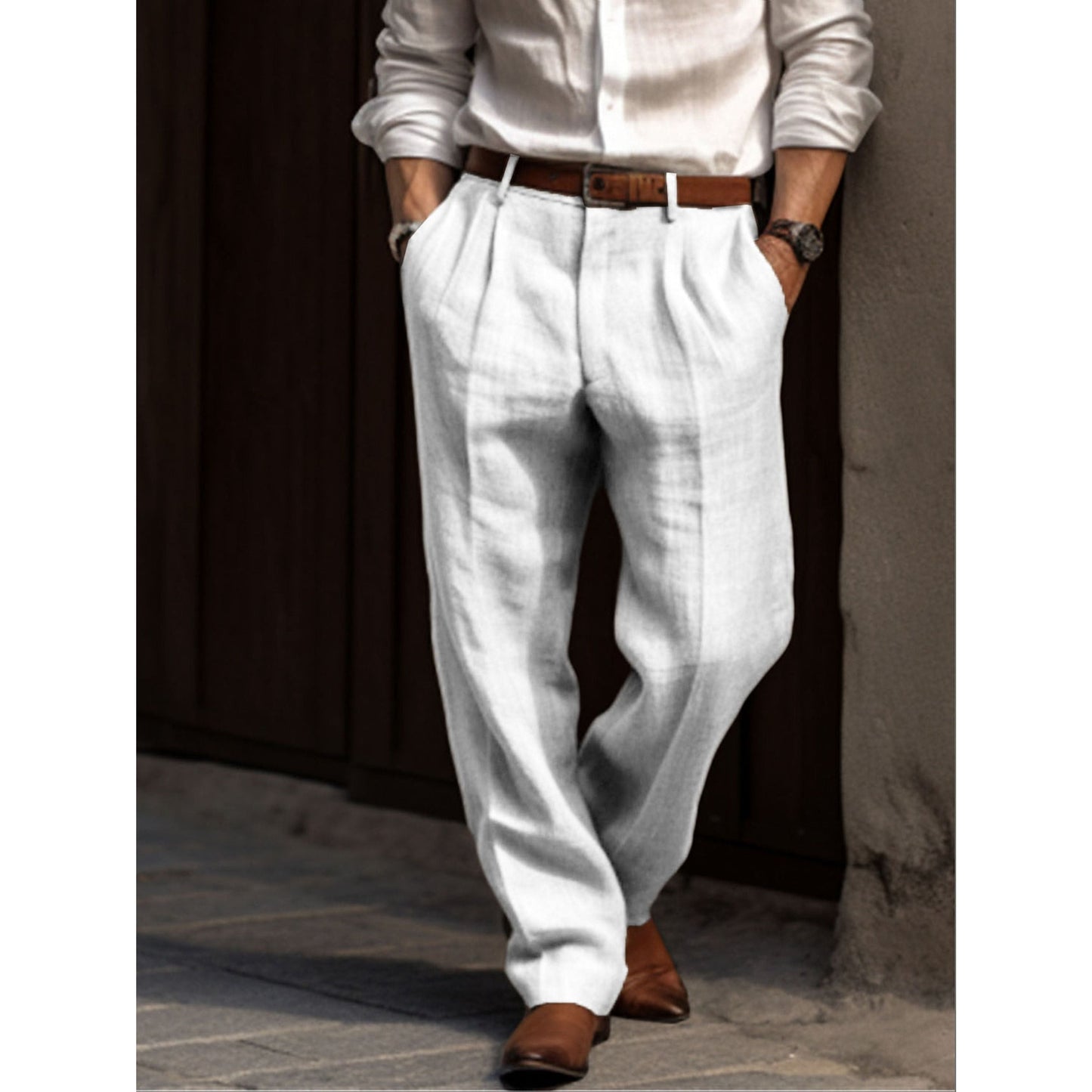 Pantalon en lin Été Confortable Coupe ample