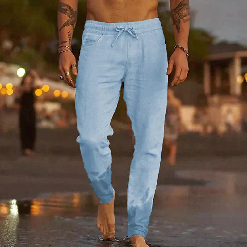 Pantalon en lin pour homme - Confortable Élégant Mode d'été
