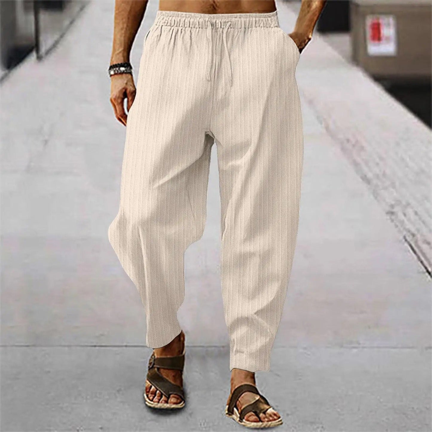 Pantalons en lin pour hommes Confortables Été