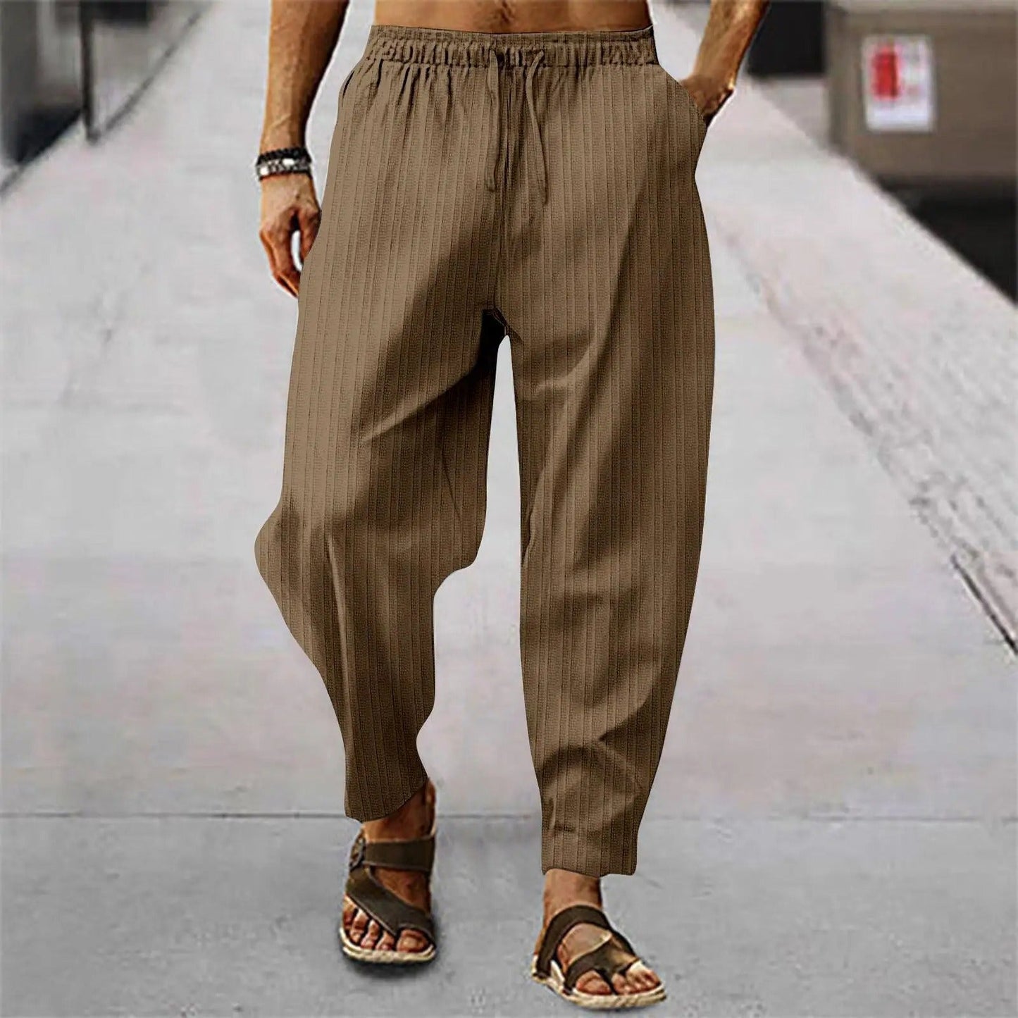 Pantalons en lin pour hommes Confortables Été