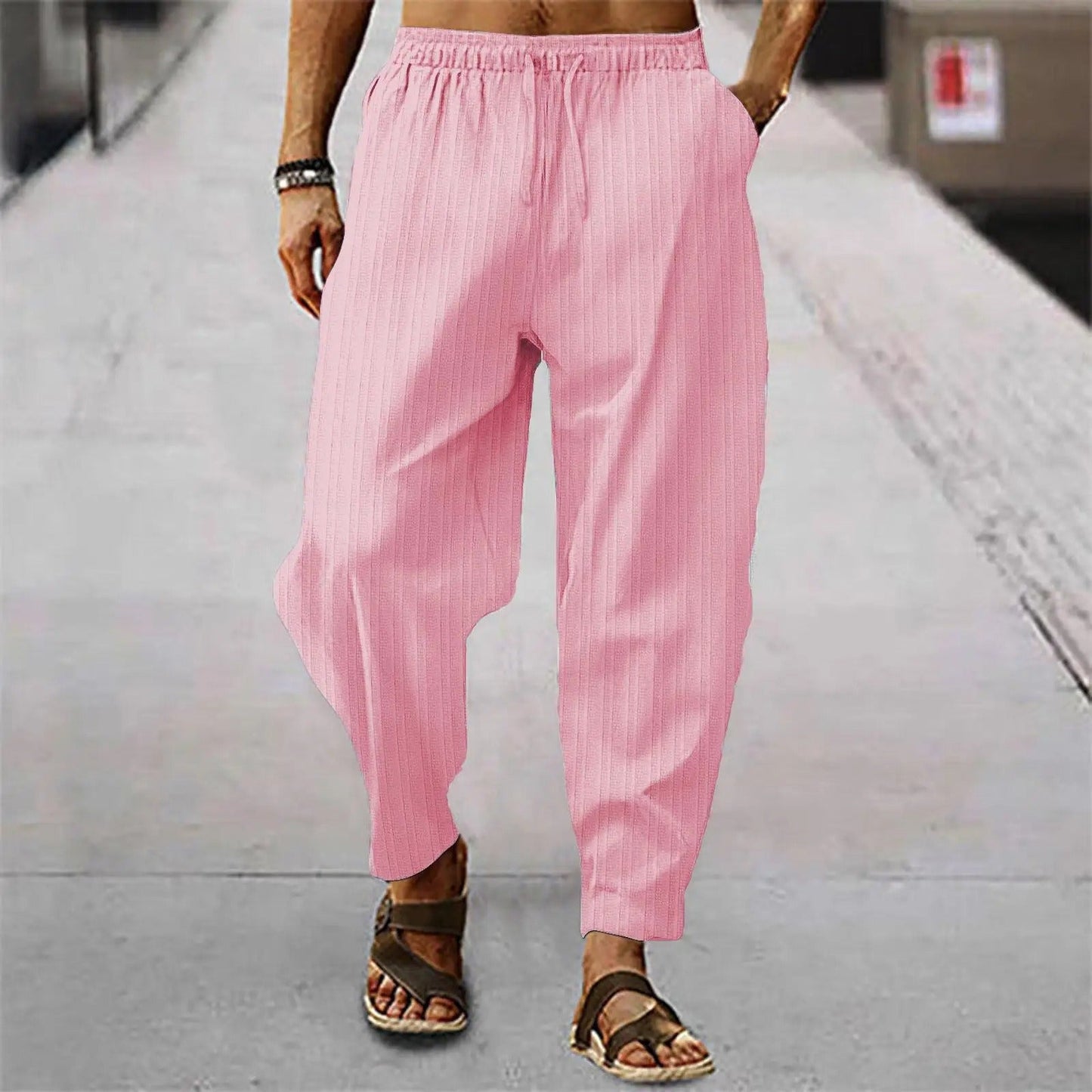 Pantalons en lin pour hommes Confortables Été
