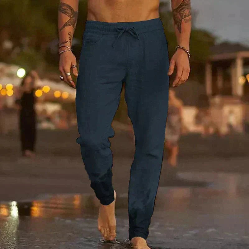 Pantalon en lin confortable pour hommes élastique