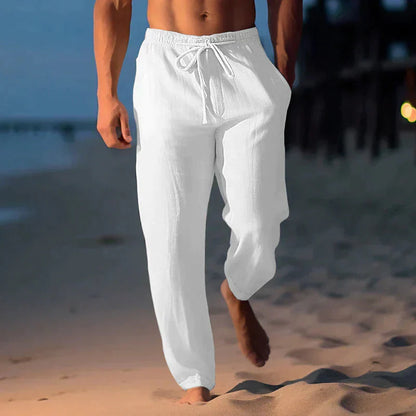 Pantalon en lin confortable pour hommes, pour les loisirs d'été