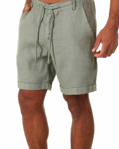 Shorts amples en lin pour hommes avec cordon de serrage