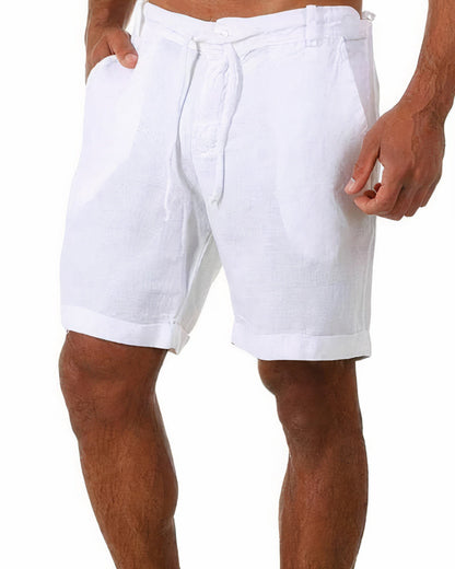 Shorts amples en lin pour hommes avec cordon de serrage