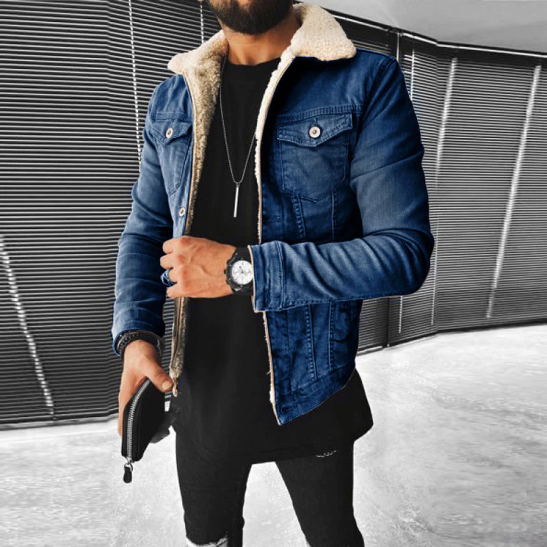Herren Blazer Dunkelblau Modern Kontrastkragen - IdealeKleiden