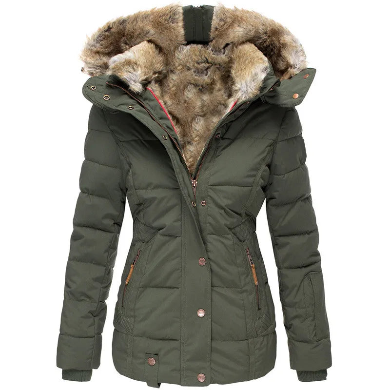 Robe d'hiver chaude avec capuche et fausse fourrure