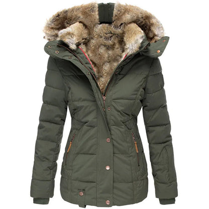 Robe d'hiver chaude avec capuche et fausse fourrure