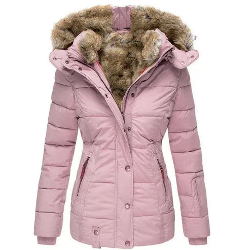 Doudoune chaude pour femme avec col en fourrure coupe-vent