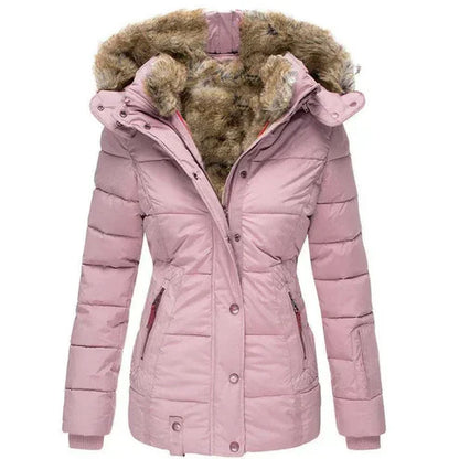 Doudoune chaude pour femme avec col en fourrure coupe-vent