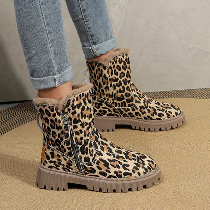 Schneestiefel Damen Leopardenmuster Warm & Stylisch - IdealeKleiden