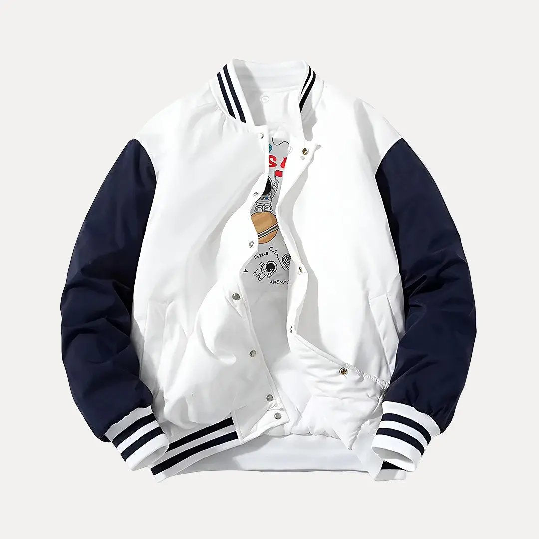 Veste universitaire élégante à capuche patchwork