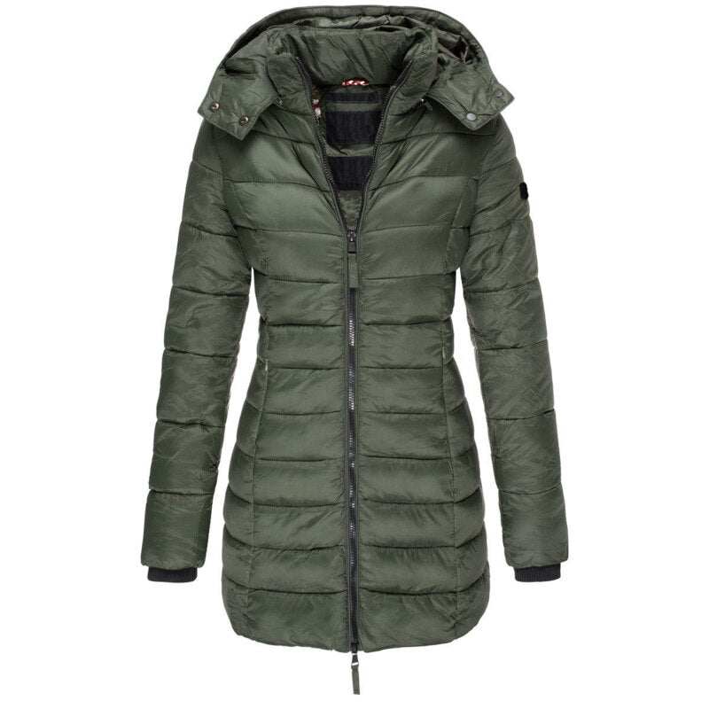 Veste d'hiver chaude rembourrée pour femmes avec capuche