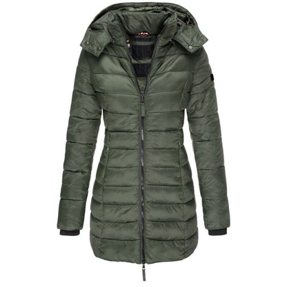 Veste d'hiver chaude rembourrée pour femmes avec capuche