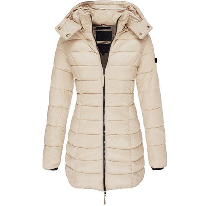Veste d'hiver chaude rembourrée pour femmes avec capuche