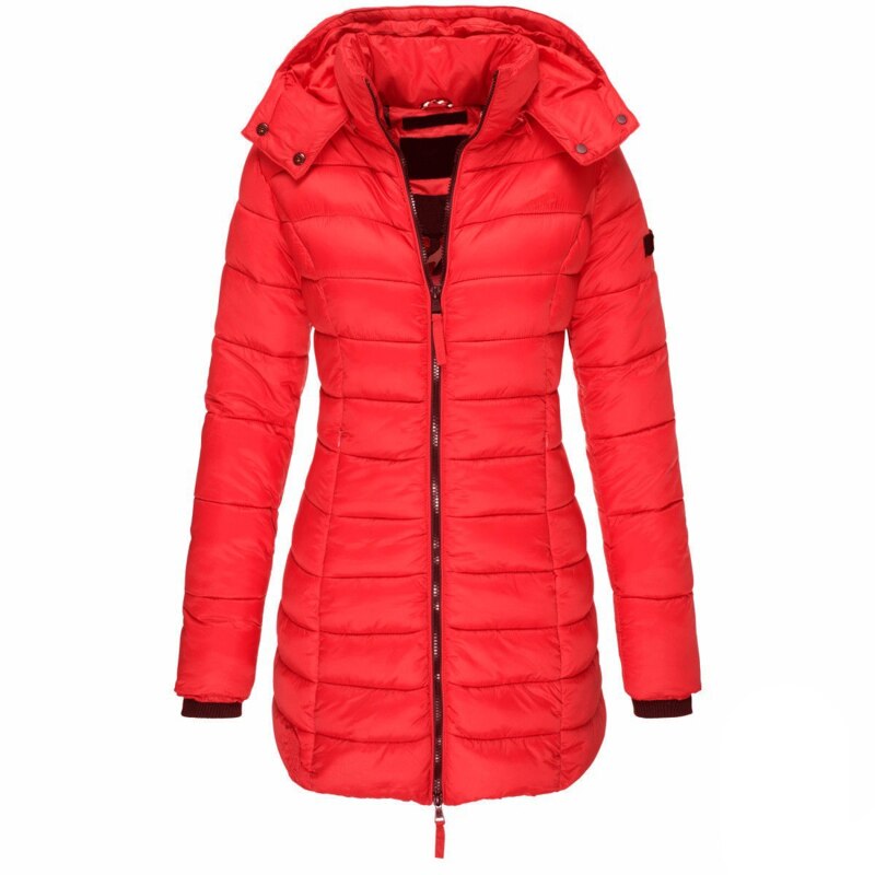 Veste d'hiver chaude rembourrée pour femmes avec capuche