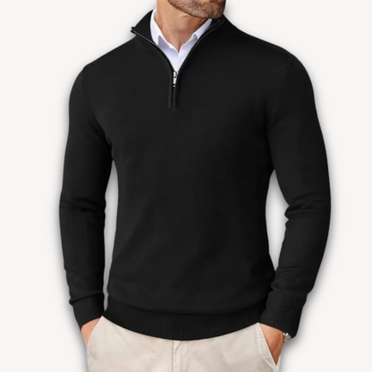 Pull en coton zippé quart pour homme