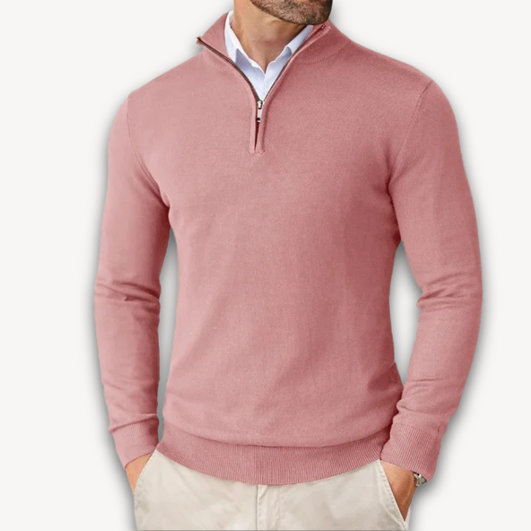 Herren Pullover Baumwolle Viertelreißverschluss - IdealeKleiden