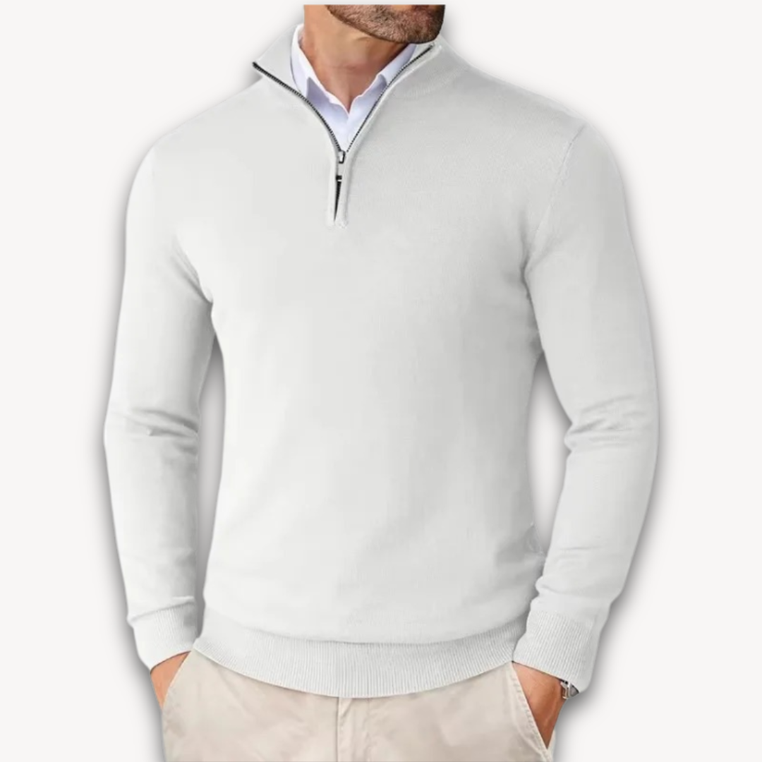 Pull en coton zippé quart pour homme