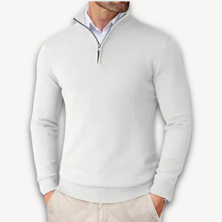 Pull en coton zippé quart pour homme