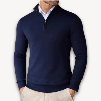 Pull en coton zippé quart pour homme