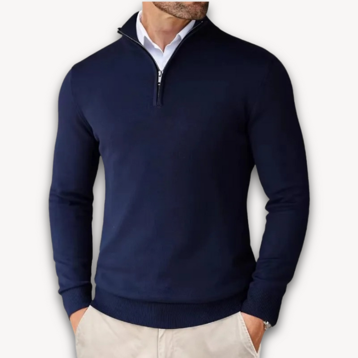 Pull en coton zippé quart pour homme