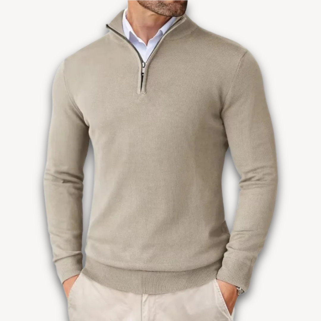 Pull en coton zippé quart pour homme
