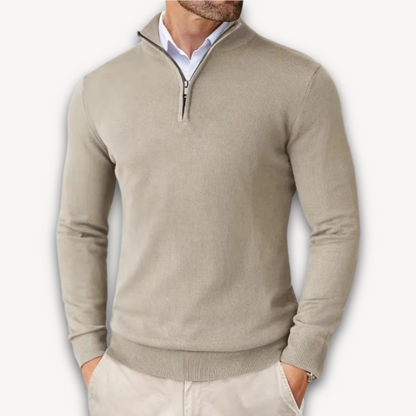 Pull en coton zippé quart pour homme