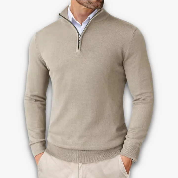 Pull en coton zippé quart pour homme