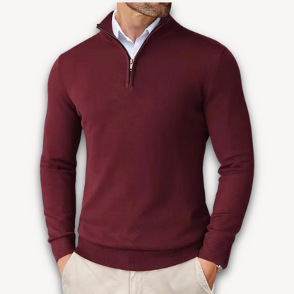 Pull en coton zippé quart pour homme