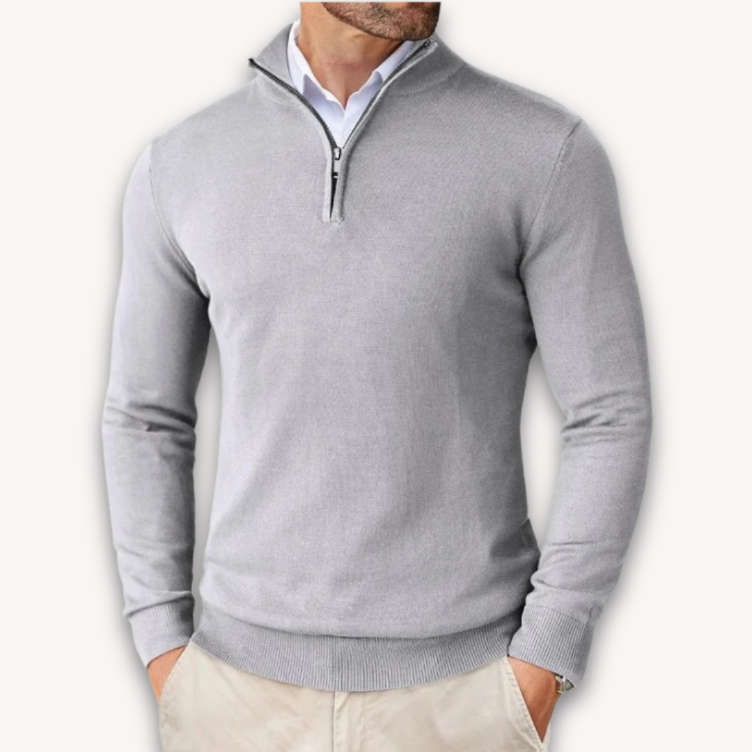 Pull en coton zippé quart pour homme